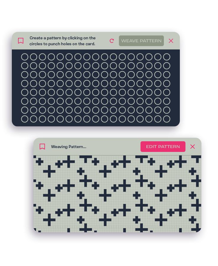 Design your Punchcard screens on edit and weave mode.